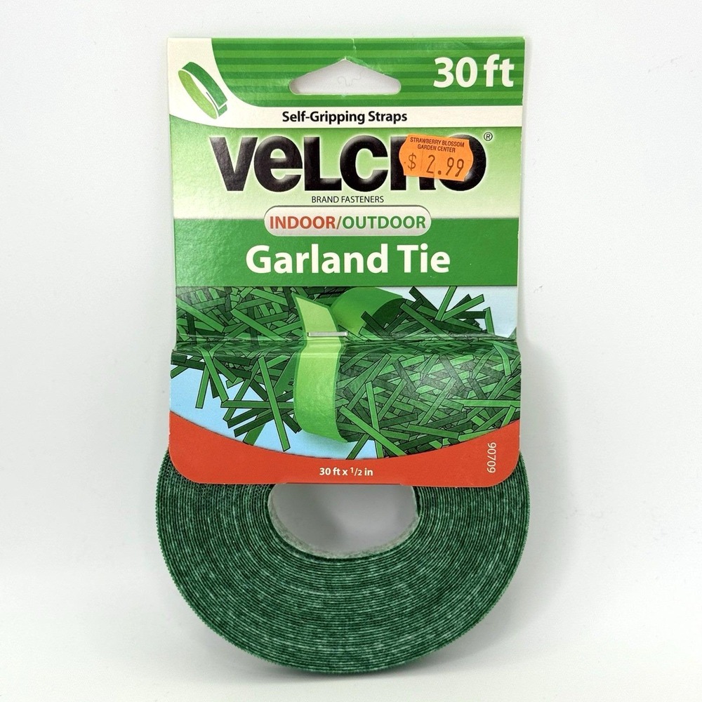 Vintage Velcro Garland Tie 30ft x 1/2in Green Self-Gripping Strap Roll USA NOS‎